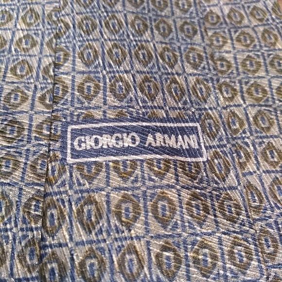 Giorgio Armani Tie, 100% Silk, Blue & Green & Grey Pattern, Made in Italy - Picture 6 of 10